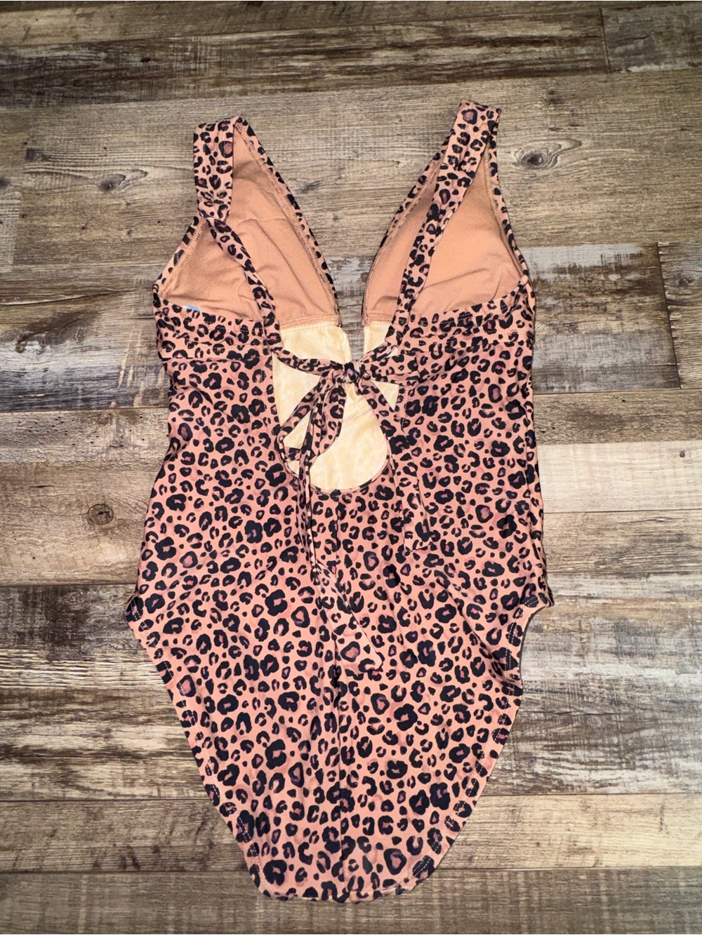 Shade & Shore Leopard One Piece Swimsuit Tummy Control Plunge Neck Small - Picture 4 of 8